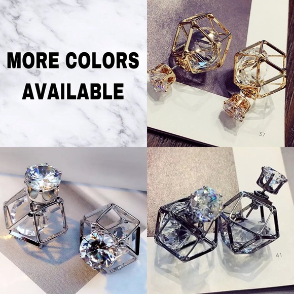 ⚜️[𝟯/$𝟮𝟴]⚜️CZ 925 Silver Geometric Earrings NEW - Picture 8 of 10